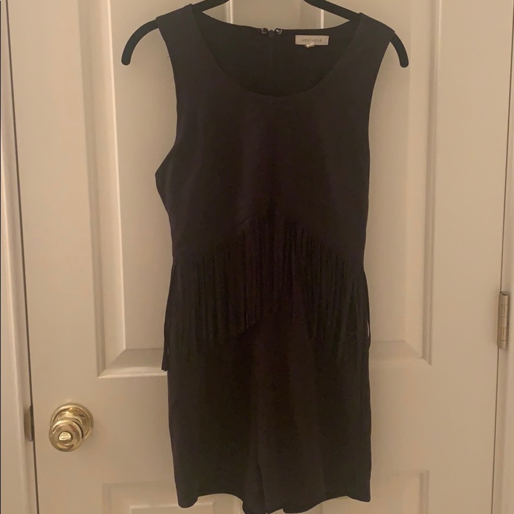Boutique Black Fringe Romper